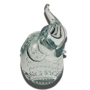 Art Glass Controlled Bubbles Clear Lucky Elephant Figurine Paperweight 4" Tall